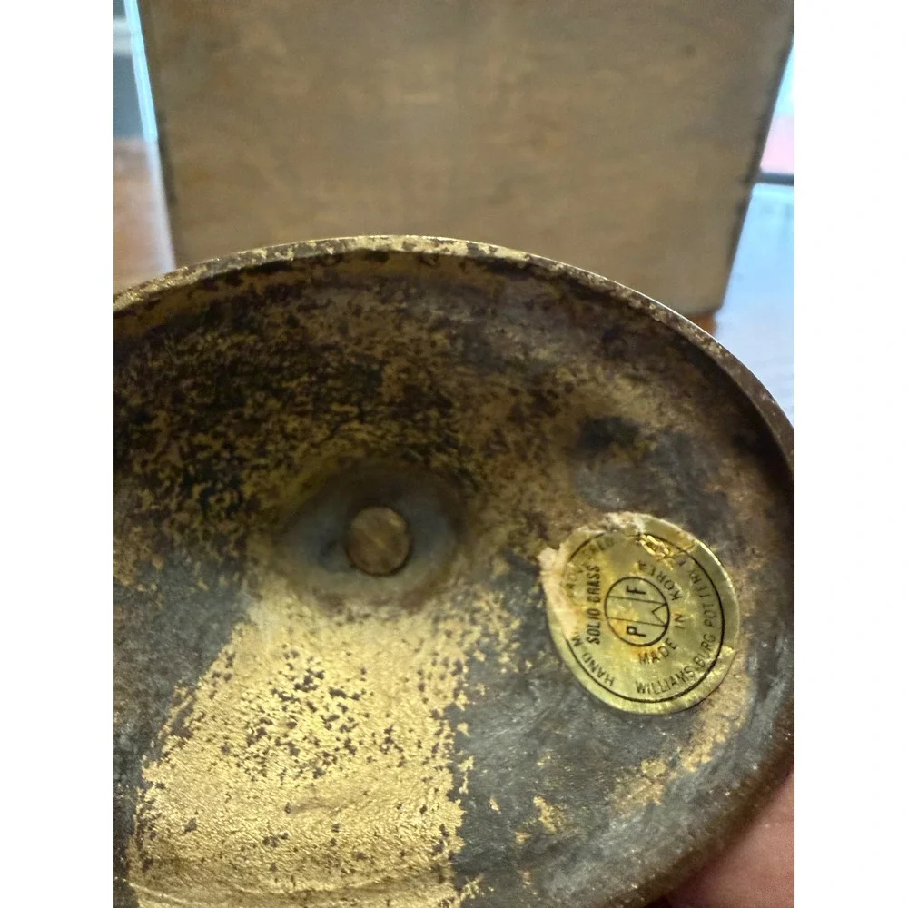 Williamsburg Pottery Solid Brass Candlestick Holder Vintage Gold Spindle 5.5 in